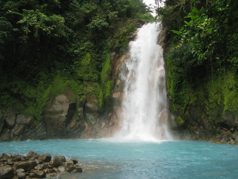 waterfall rio celeste blue green